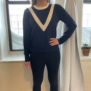 Navy and cream J.Crew crewneck sweatshirt